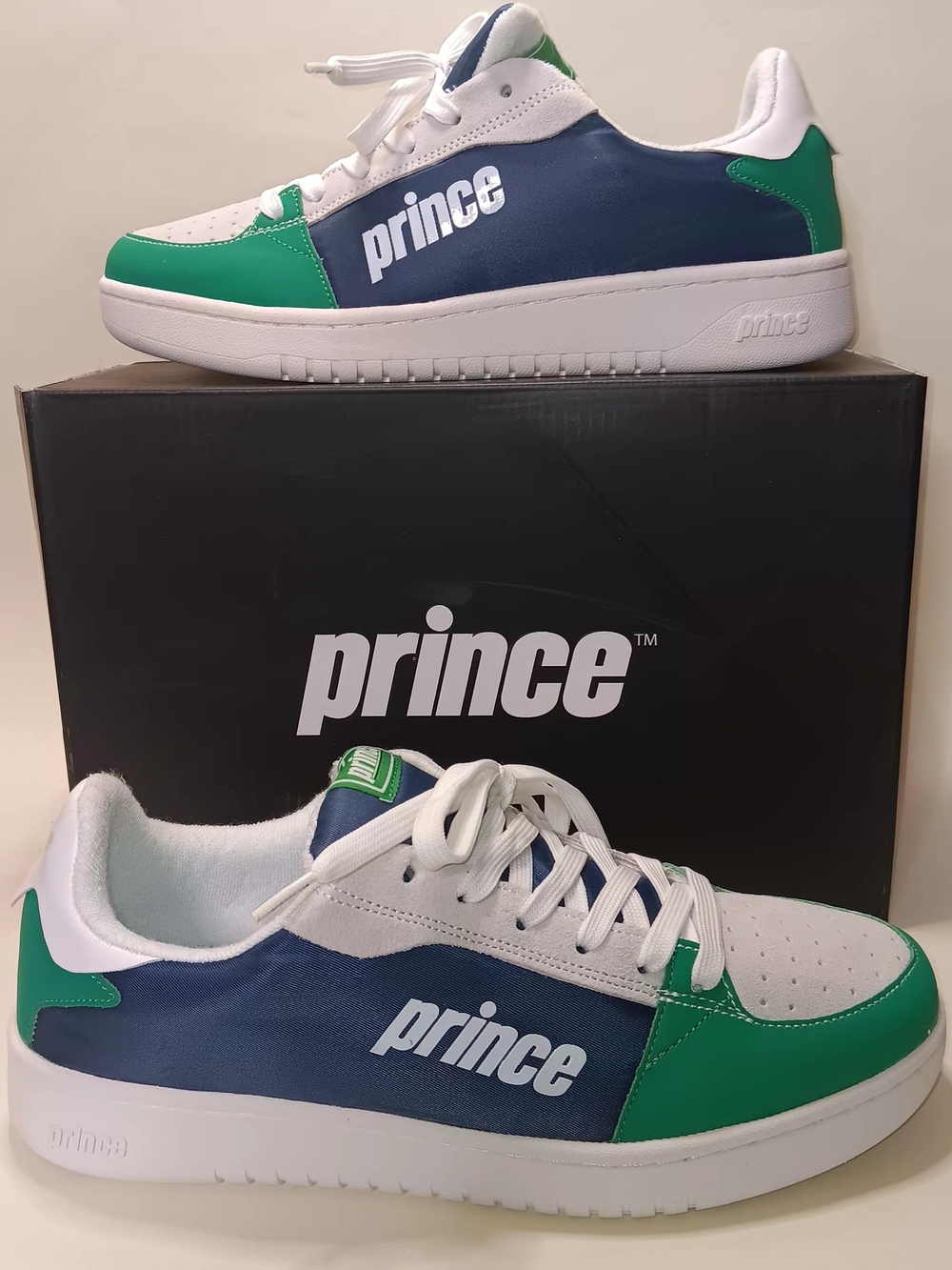 Prince Men's Low-Top Sneakers in Navy, Green & White